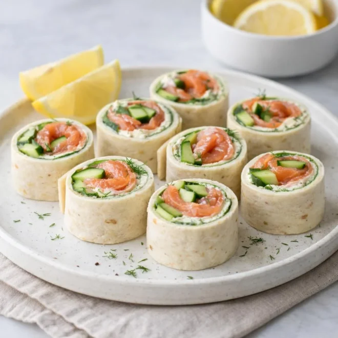 Wraps au saumon fumé, citron et fromage frais