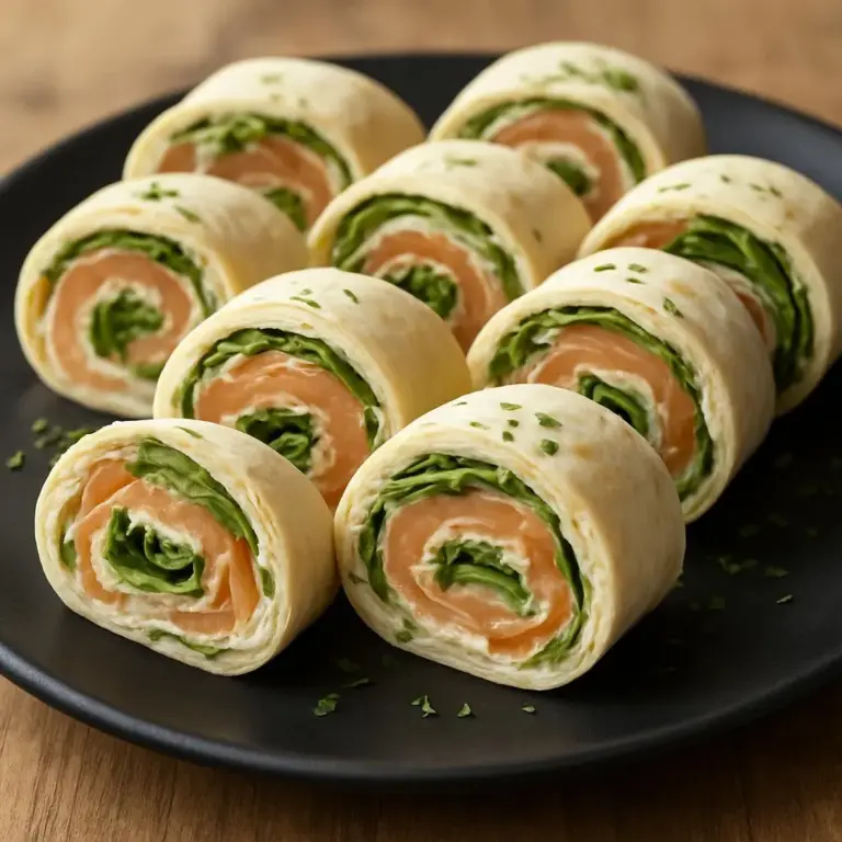 Wraps au saumon fumé, roquette et fromage frais au citron