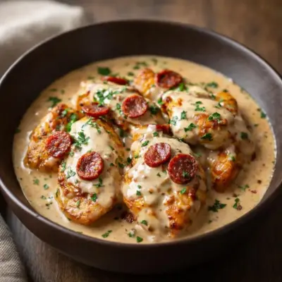 Aiguillettes de poulet sauce crémeuse au chorizo