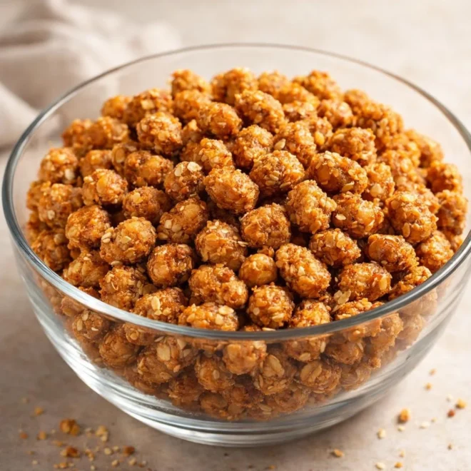 Arachides couvertes noix de coco et d’avoine croustillantes