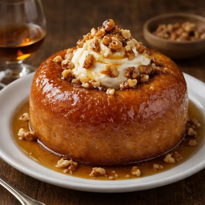 Baba au rhum miel et noix torréfiées