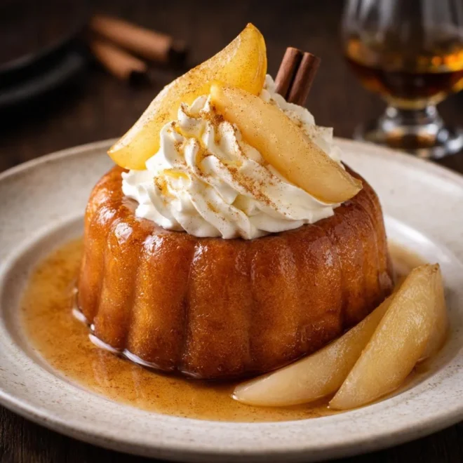 Baba au rhum cannelle poires pochées : recette