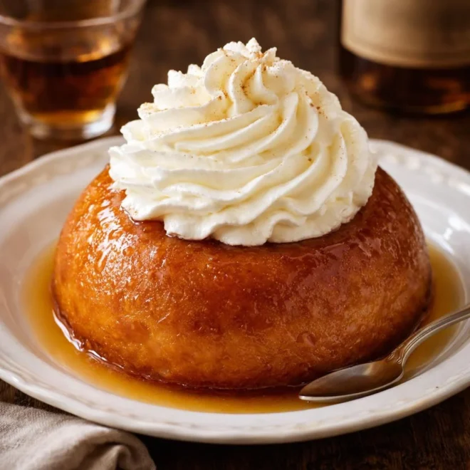 Baba au rhum ambré et crème chantilly moelleux