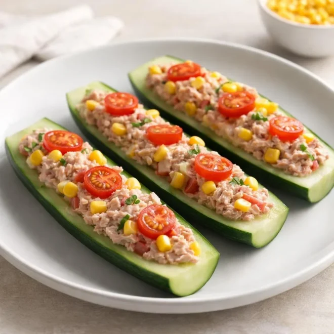Bateaux de concombre au thon : recette fraîche