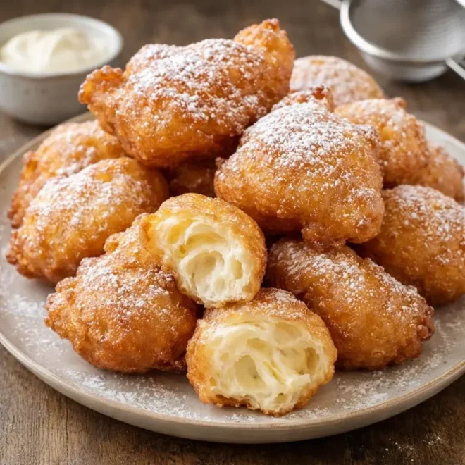 Beignets à la crème fraîche moelleux à cœur