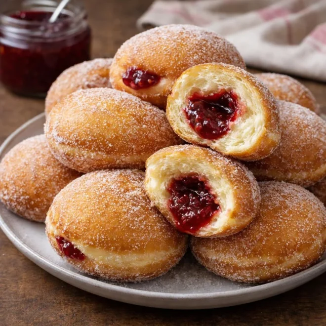 Beignets fourrés à la confiture sans machine : recette