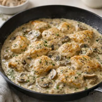 Poulet aux champignons à la crème : recette facile