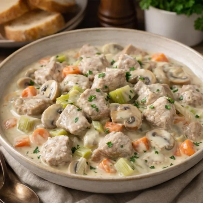 Blanquette de veau traditionnelle aux champignons