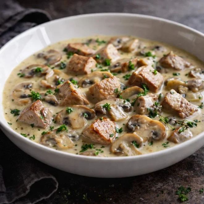 Blanquette de filet mignon de porc aux champignons