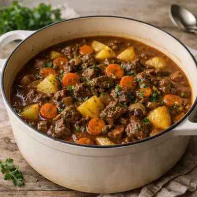 Recette boeuf bourguignon aux légumes (vin rouge)