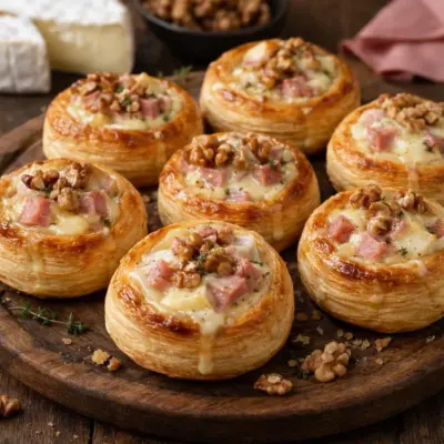 Bouchées feuilletées au jambon camembert et noix