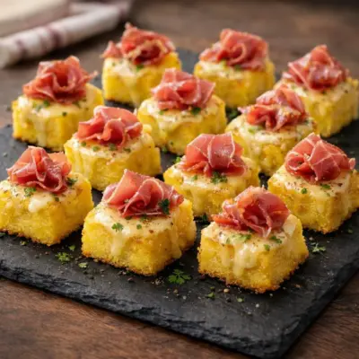 Bouchées de polenta au comté et au jambon cru