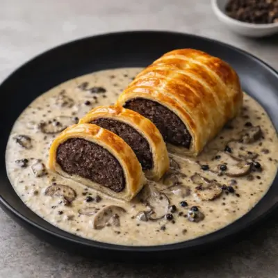 Boudin en croûte feuilletée moutarde poivre