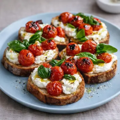 Recette bruschetta à la burrata tomates basilic