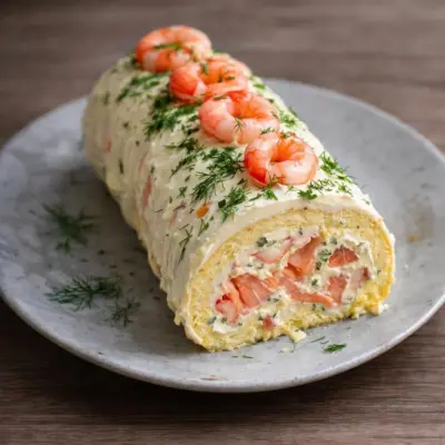Bûche salée aux saveurs de la mer : saumon & crevettes