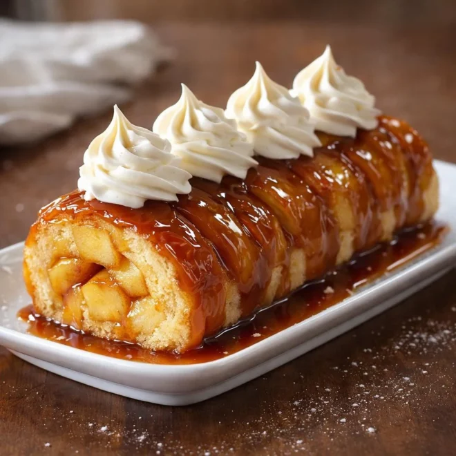 Bûche tatin caramélisée aux pommes : recette festive