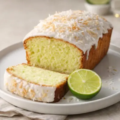 Cake citron vert noix de coco moelleux, glaçage