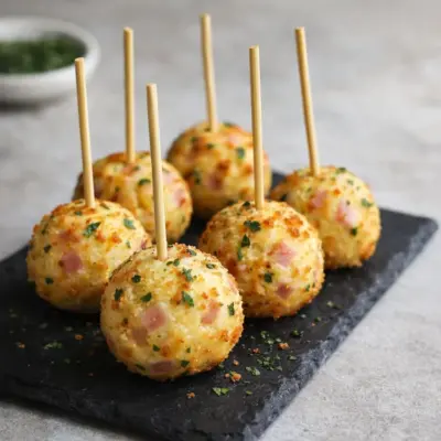 Cake pops salés jambon-fromage, apéritif au four