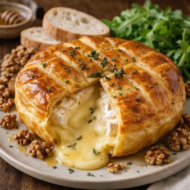 Camembert rôti en croûte feuilletée : cœur coulant