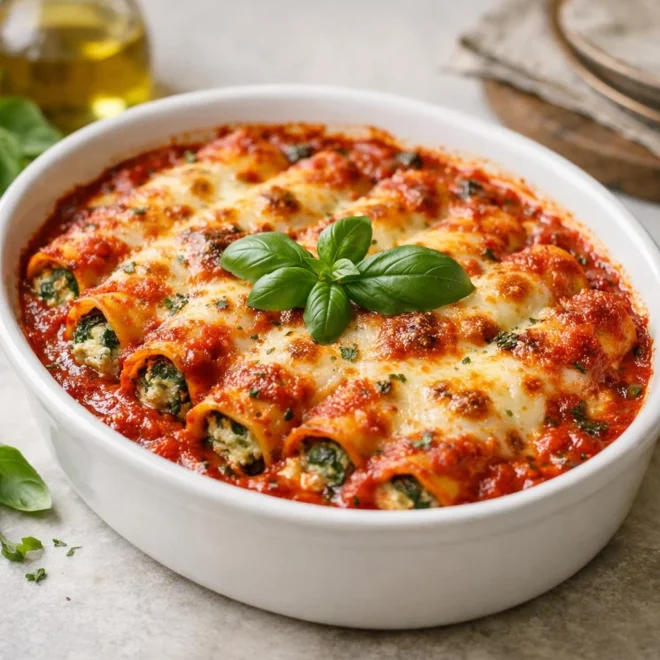 Cannelloni à la Sicilienne : ricotta, épinards & gratin