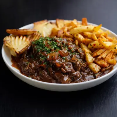 Carbonade flamande à la bière brune & frites maison