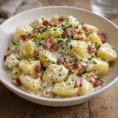 Recette carbonara de pommes de terre aux lardons