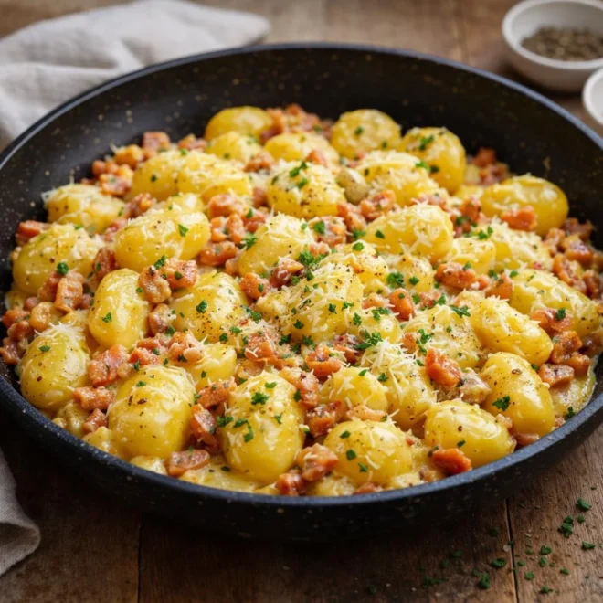 Carbonara de pommes de terre aux lardons : recette facile