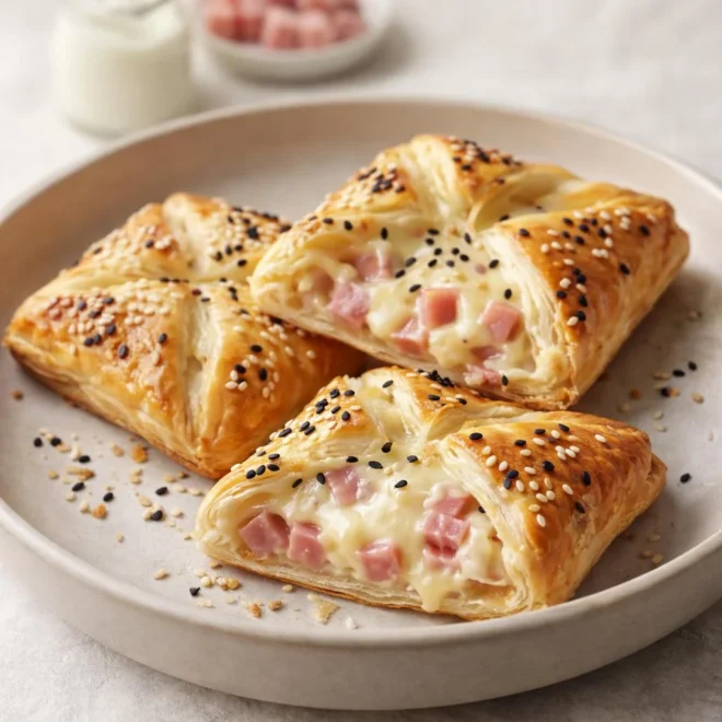 Recette carrés feuilletés jambon fromage au sésame