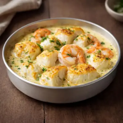 Cassolette de poissons crémeuse aux crevettes