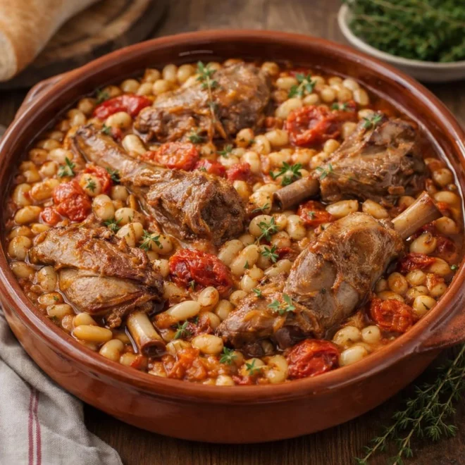 Cassoulet d’agneau aux flageolets et tomates