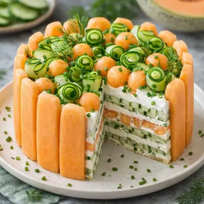Charlotte salée de melon concombre fromage frais