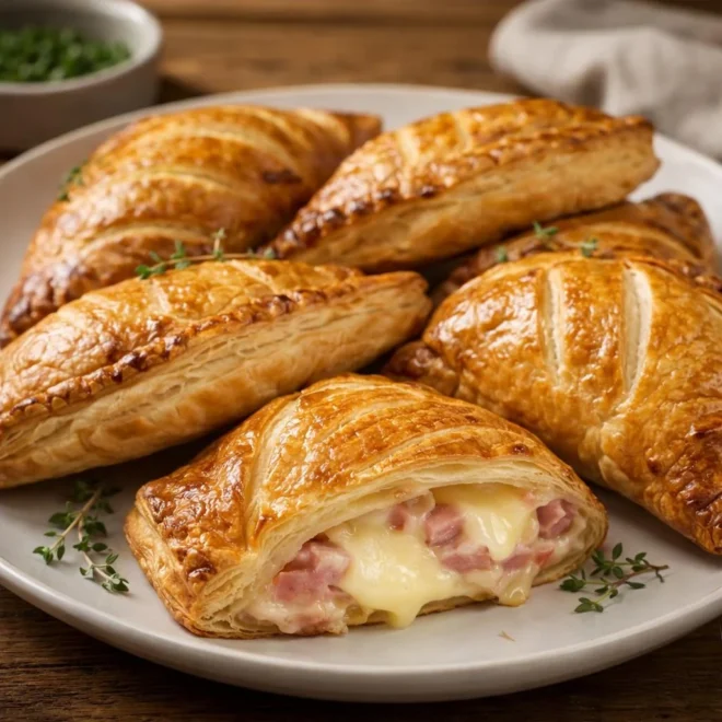 Chaussons feuilletés au jambon et au fromage