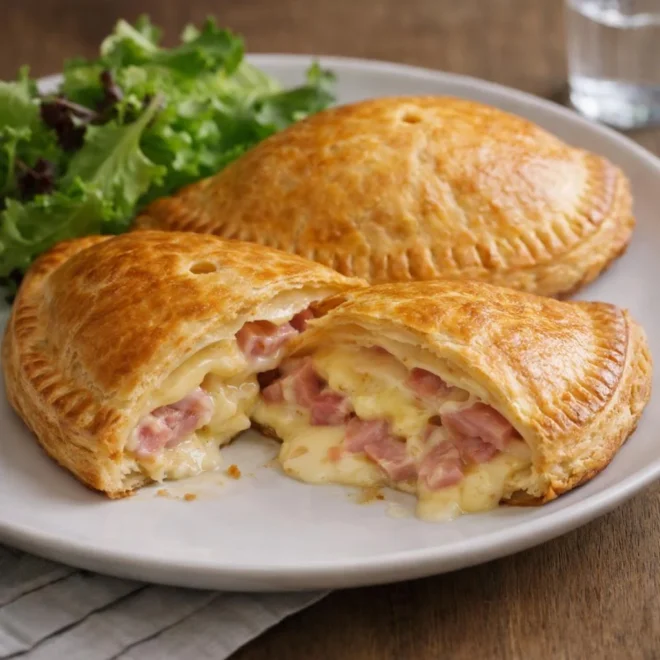 Chaussons géants au jambon et au reblochon, dorés