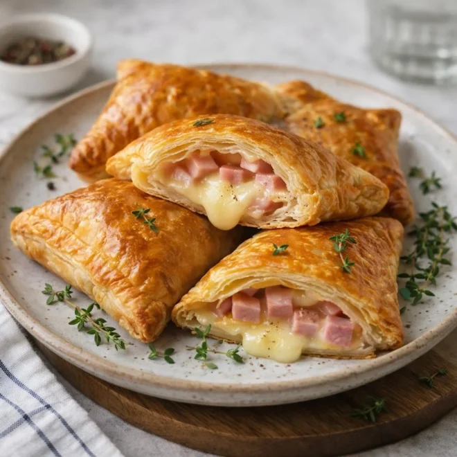 Chaussons jambon fromage feuilletés fondants