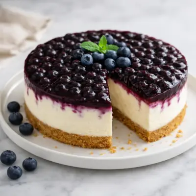 Cheesecake aux myrtilles sans cuisson : croûte biscuitée