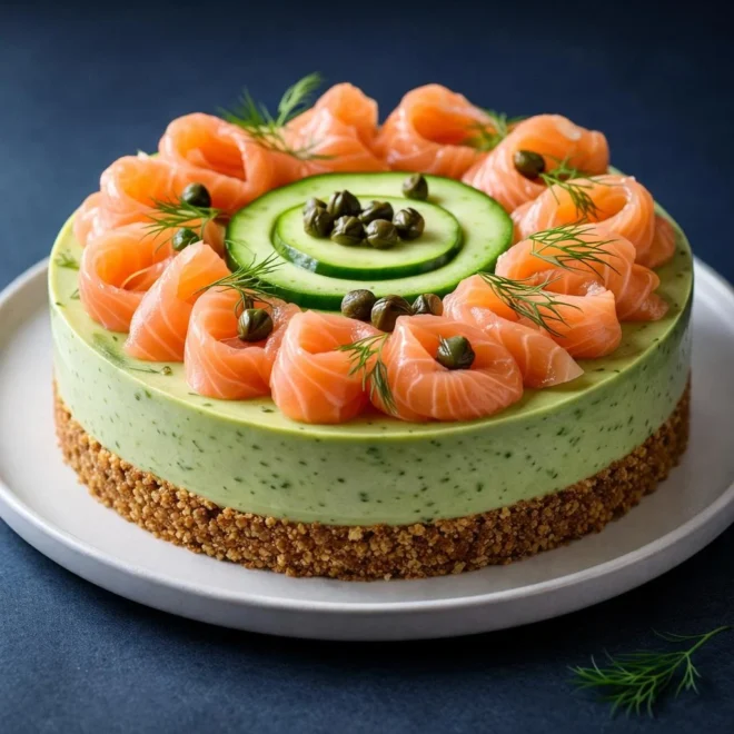 Cheesecake salé avocat saumon fumé : frais & chic