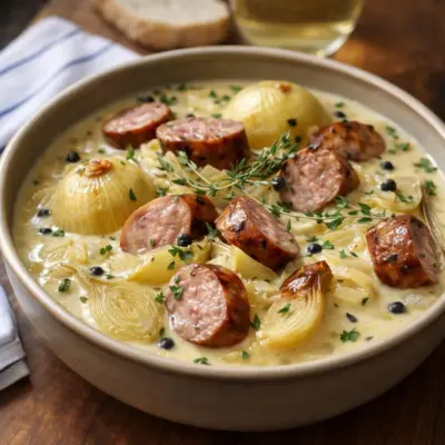 Choucroute alsacienne crémeuse aux saucisses fumées