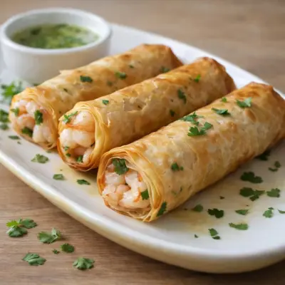 Recette cigares aux crevettes et coriandre filo