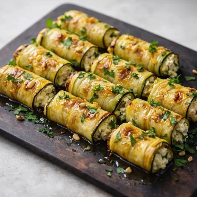 Recette cigares de courgettes feta miel au four