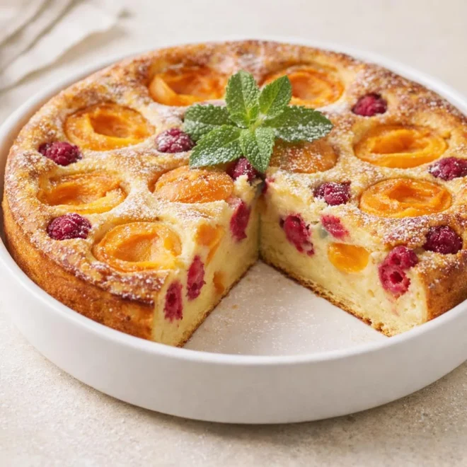 Clafoutis abricots framboises : moelleux au four