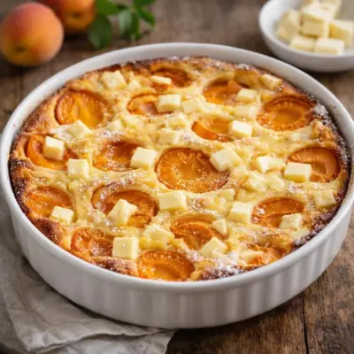 Clafoutis aux abricots et chocolat blanc : moelleux