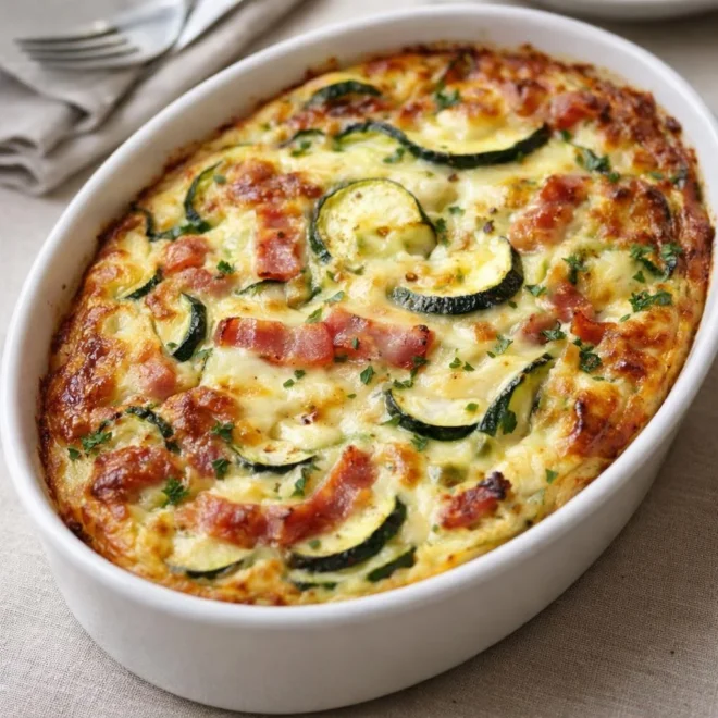 Recette clafoutis salé courgettes lardons chèvre