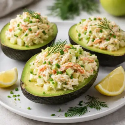 Coupelles d’avocat au crabe et pomme verte