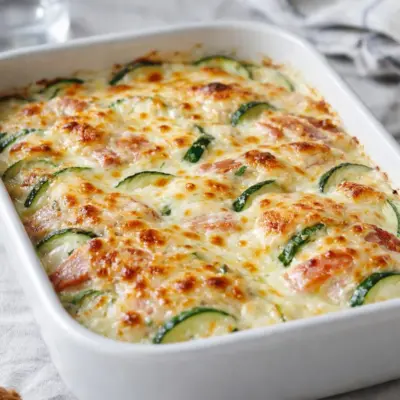 Courgettes gratinées au jambon et béchamel au Comté