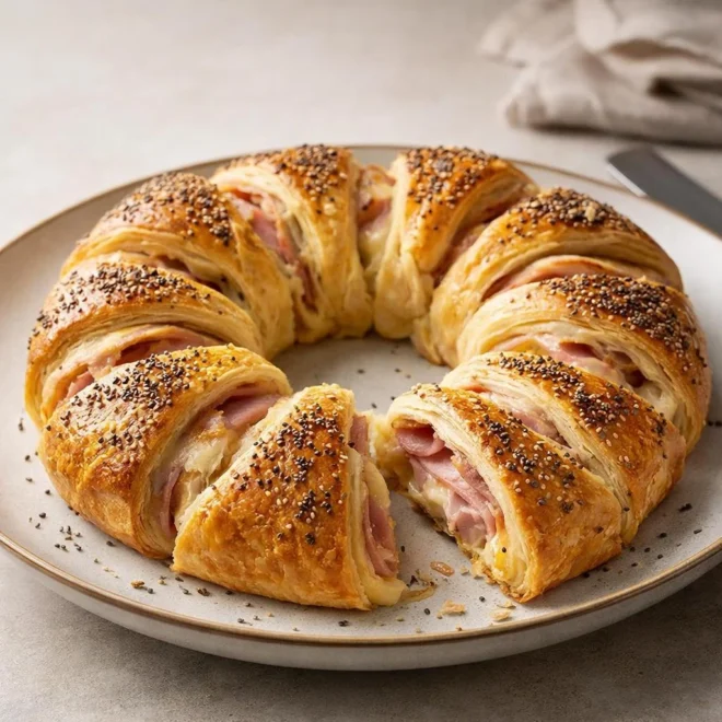 Couronne feuilletée jambon gruyère : moelleux & doré