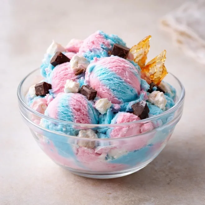 Recette crème glacée barbe à papa rose bleue