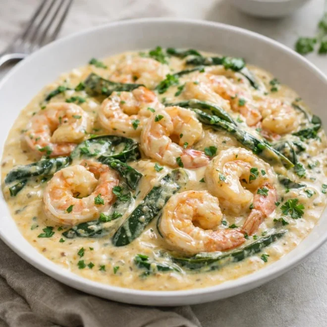 Crevettes aux piments poblano, sauce crémeuse fromage