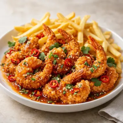 Crevettes frites sauce thaï coco-citronnelle
