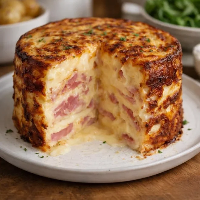 Croque cake à la raclette : pain de mie, jambon, four