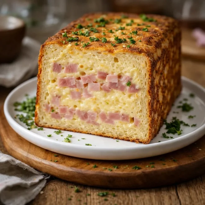 Croque-cake jambon fromage léger, moelleux au four